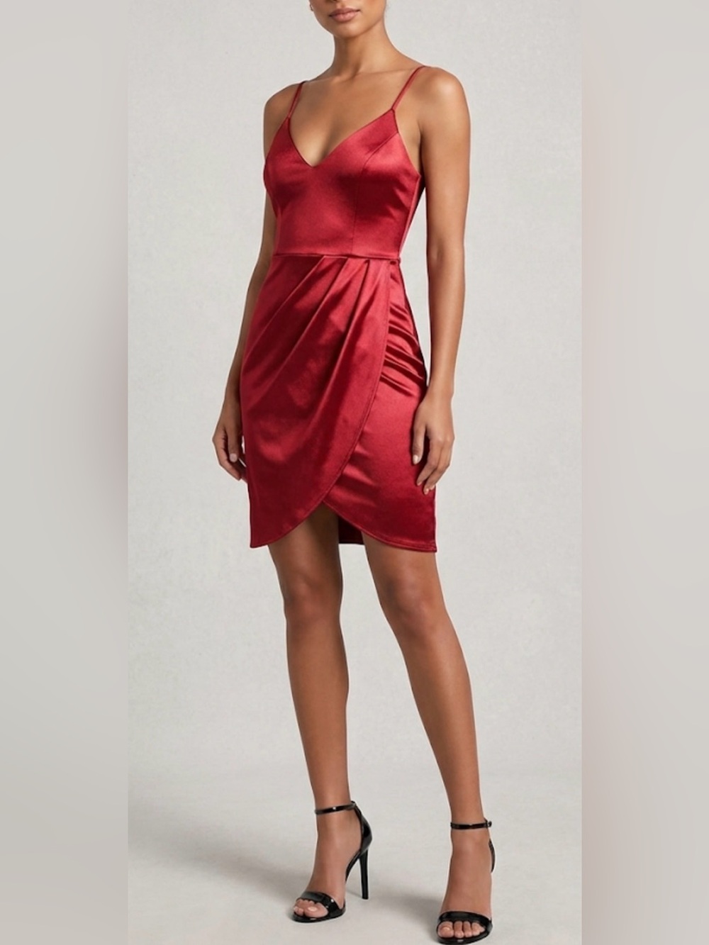 NWT Lulus Red Satin Dress, Size XXS